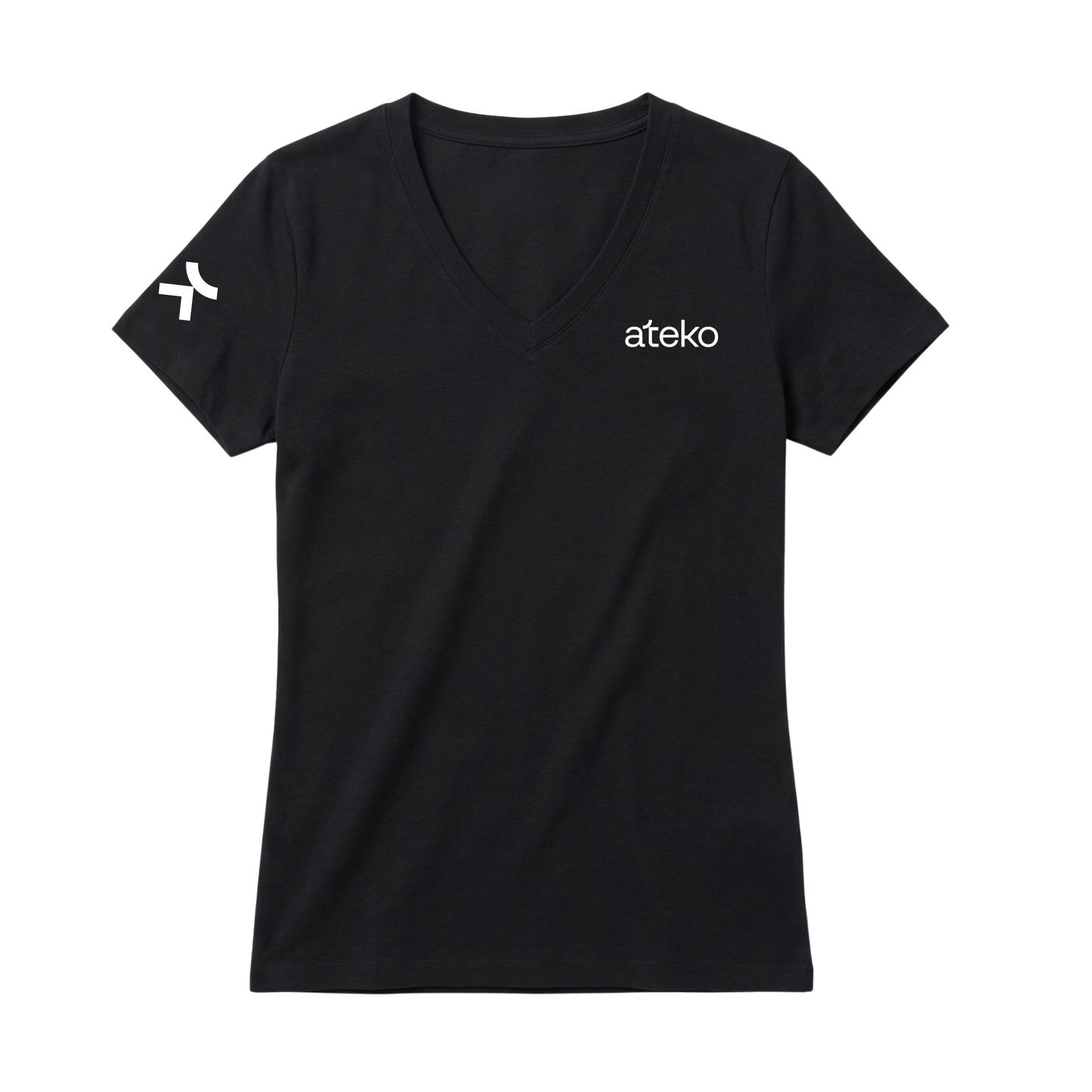 Ateko Womens Classic V-Neck Black T-Shirt