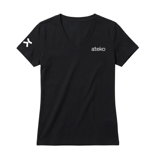 Ateko Womens Classic V-Neck Black T-Shirt