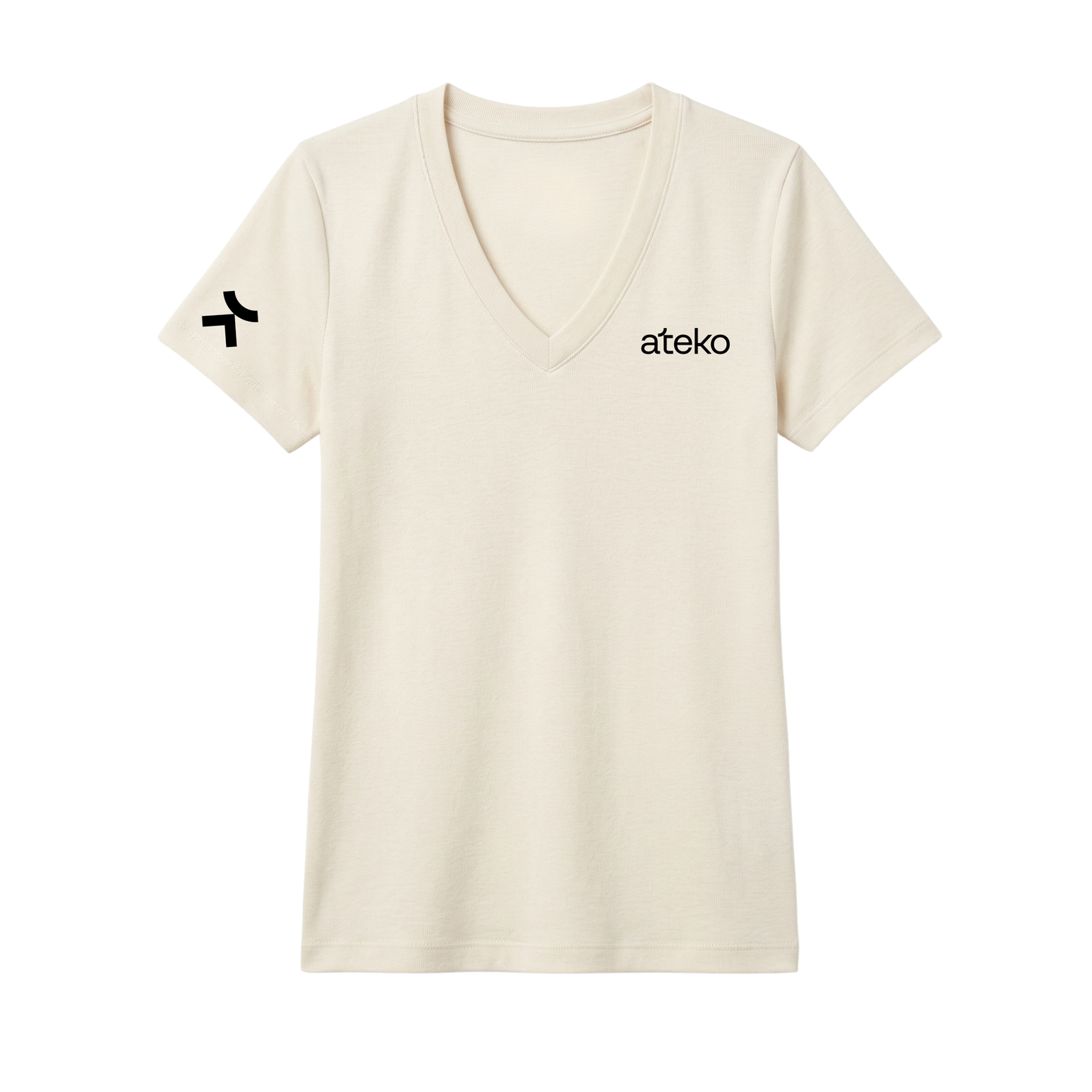 Ateko Womens Classic V-Neck Natural T-Shirt