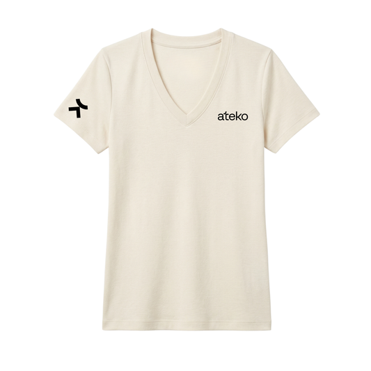 Ateko Womens Classic V-Neck Natural T-Shirt